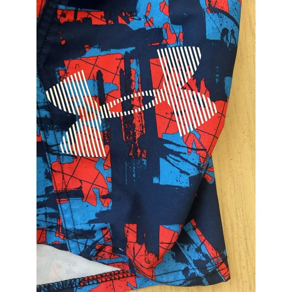 NEW Under Armour Board Shorts STORM Mens 34 Swim Trunks Surf Red Blue AMERICA